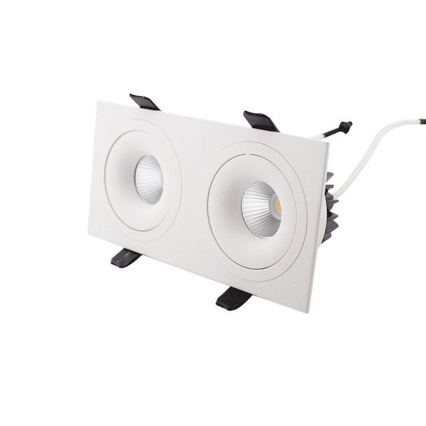 Twin Tiltable 10W Dimmable LED Downlight IP44 CCT 3K/4K side. Interior Twin Downlight