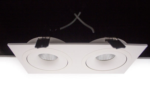 Twin Tiltable 10W Dimmable LED Downlight IP44 CCT 3K/4K- ceiling installation. Interior Twin Downlight