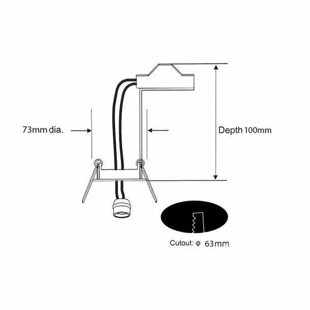 Adjustable GU10 Mini Downlight Technical Drawing