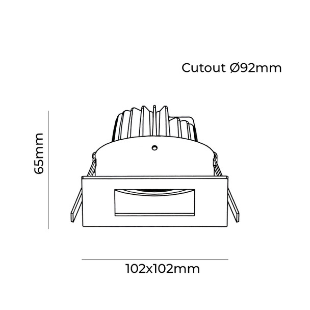 Tiltable Baffle 10W Dimmable LED Downlight Technical Drawing