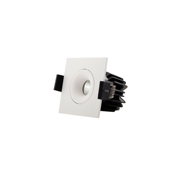 Front view of adjustable square mini downlight, white finish, fire rated, IP44, 6W LED, 3000K