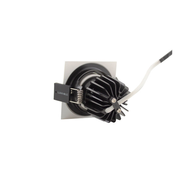 Rear view of adjustable square mini downlight, white finish, IP44, 6W LED, fire rated, 3000K