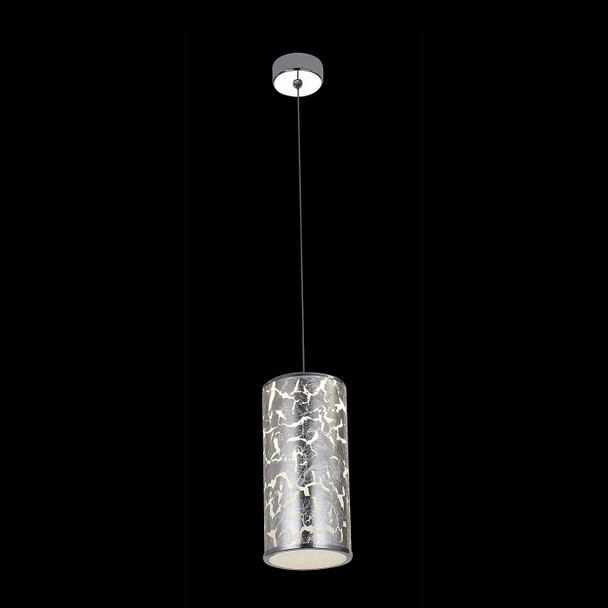 Modern Glass Single LED Pendant Light Silver Foil Effectv