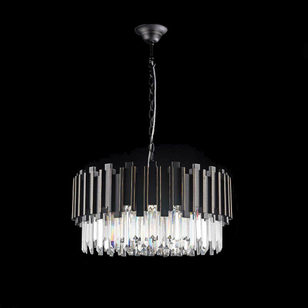 Crystal Chandelier in Black with Brass Accents 600