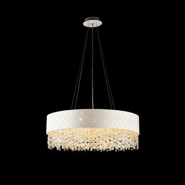 Round Crystal Pendant Light in Matt White