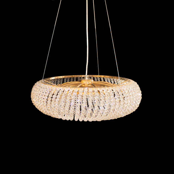 Crystal Pendant Mount Chandelier in French Gold 8 Lamps