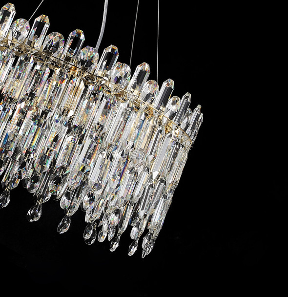 Beautifully Designed Crystal Chandelier In Gold lamps off