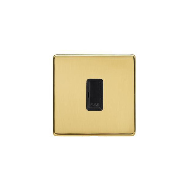 Studio Range Unswitched Spur (13 Amp) in Polished Brass  - Black Trim