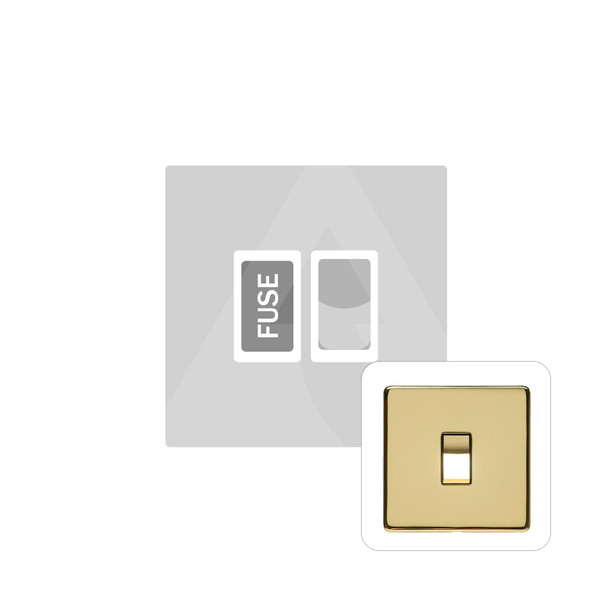 Studio Range Switched Spur (13 Amp) in Polished Brass  - White Trim
