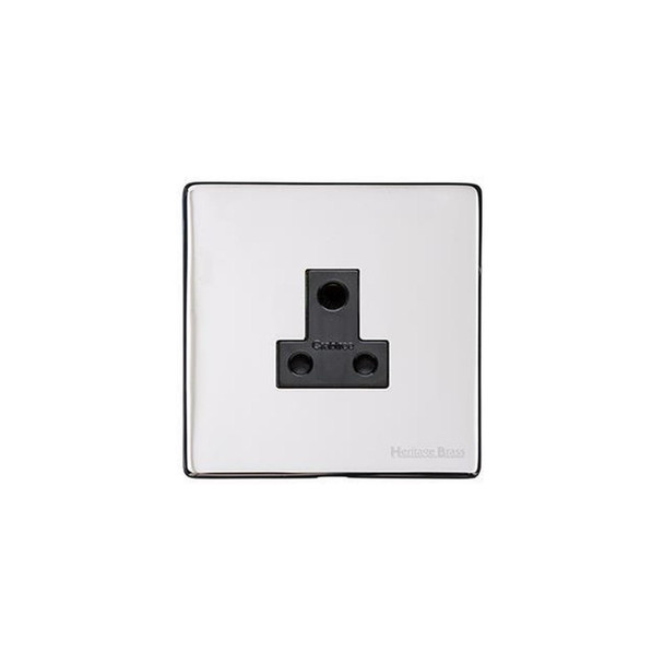 Studio Range 5 Amp 3 Round Pin Socket in Polished Chrome  - Black Trim