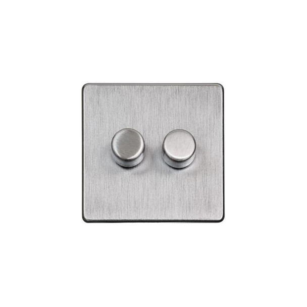 Studio Range 2 Gang Dimmer (400 watts) in Satin Chrome  - Trimless