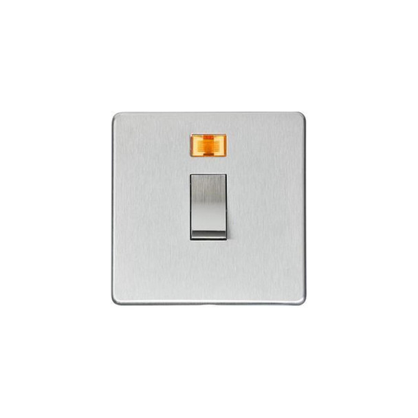 Studio Range 20A Double Pole Switch with Neon in Satin Chrome  - Trimless