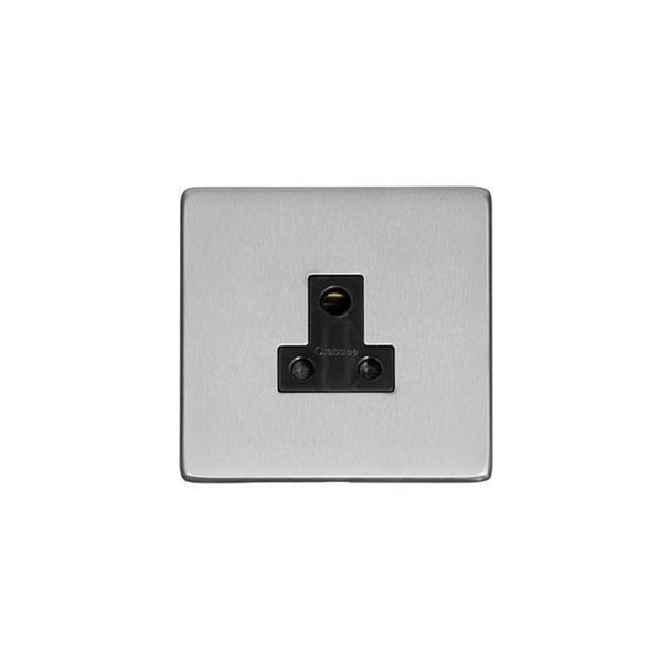 Studio Range 5 Amp 3 Round Pin Socket in Satin Chrome  - Black Trim