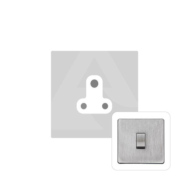 Studio Range 5 Amp 3 Round Pin Socket in Satin Chrome  - White Trim