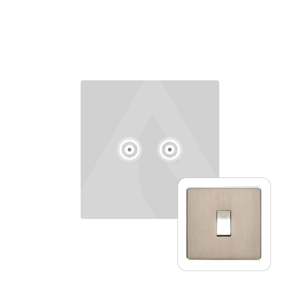 Studio Range 2 Gang TV Coaxial Socket in Satin Nickel  - White Trim