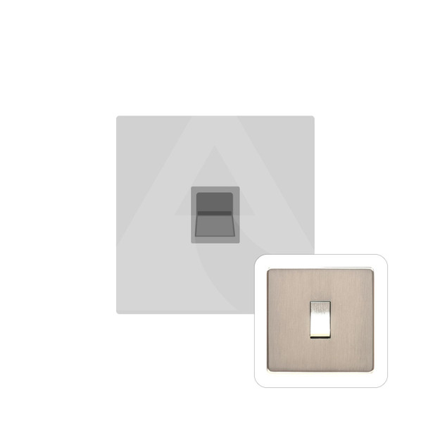Studio Range 1 Gang Secondary Line Socket in Satin Nickel  - White Trim