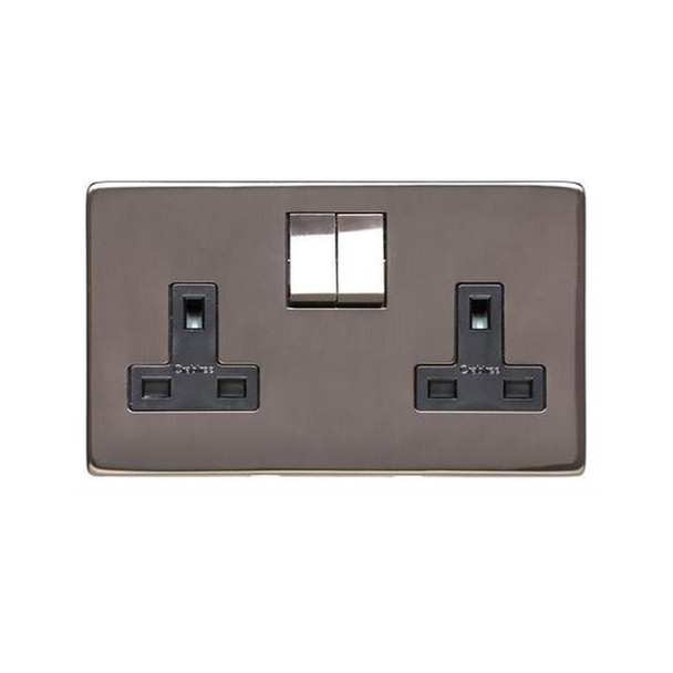 Studio Range Double Socket (13 Amp) in Polished Bronze  - Black Trim