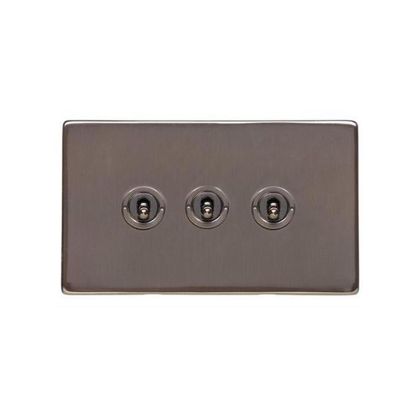 Studio Range 3 Gang Toggle Switch in Polished Bronze  - Trimless