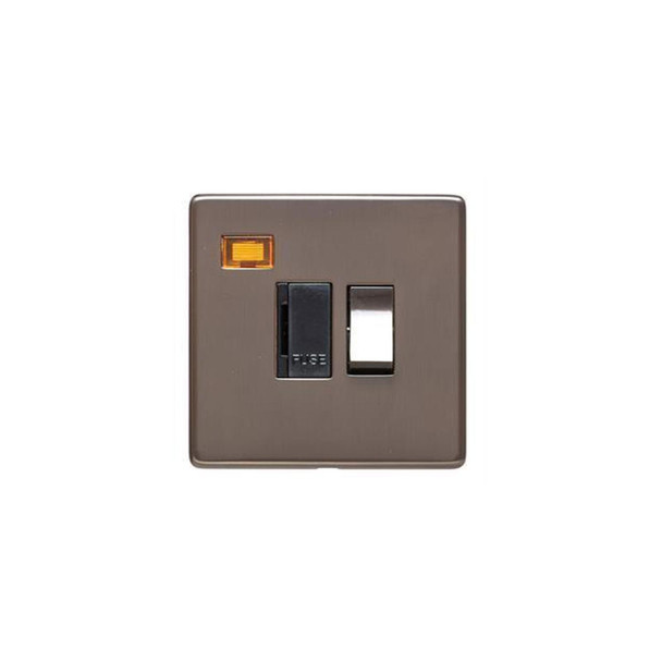 Studio Range Switched Spur with Neon (13 Amp) in Polished Bronze  - Black Trim