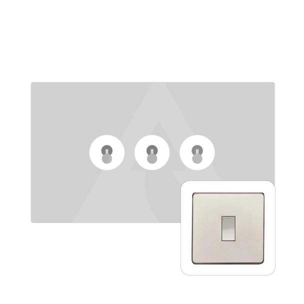 Studio Range 3 Gang Toggle Switch in Polished Nickel  - Trimless