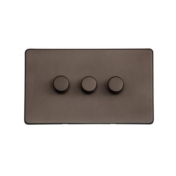 Studio Range 3 Gang Dimmer (400 watts) in Matt Bronze  - Trimless