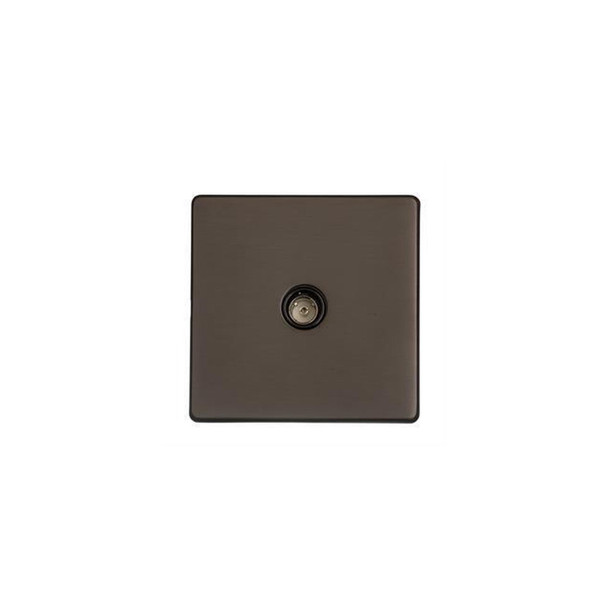 Studio Range 1 Gang Isolated TV Coaxial Socket in Matt Bronze  - Black Trim