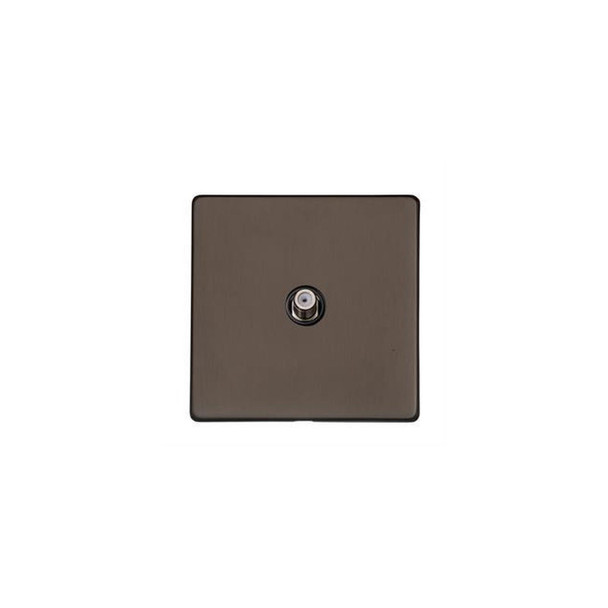 Studio Range 1 Gang Satellite Socket in Matt Bronze  - Black Trim