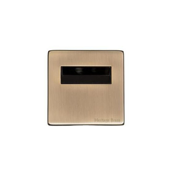 Studio Range Key Card Switch in Antique Brass  - Black Trim
