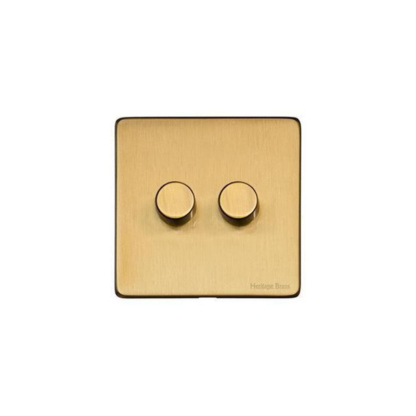 Studio Range 2 Gang Dimmer (400 watts) in Satin Brass  - Trimless