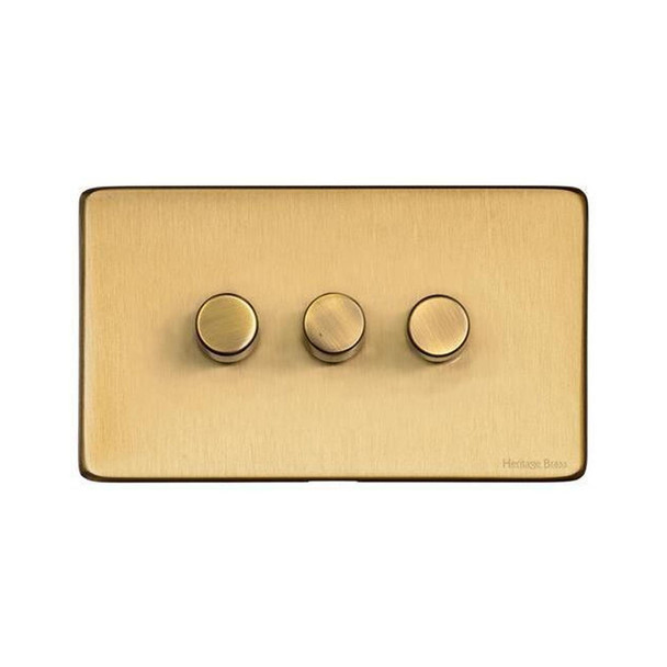 Studio Range 3 Gang Dimmer (400 watts) in Satin Brass  - Trimless