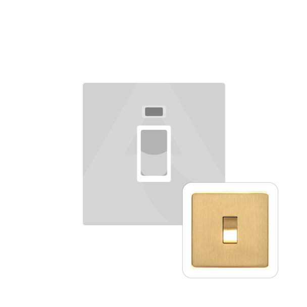 Studio Range 45A DP Cooker Switch with Neon (single plate) in Satin Brass  - Trimless