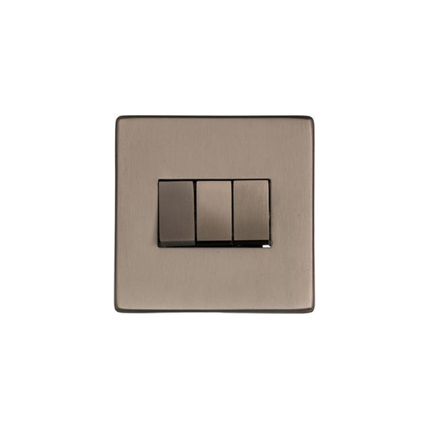 Studio Range 3 Gang Rocker Switch (10 Amp) in Aged Pewter  - Trimless