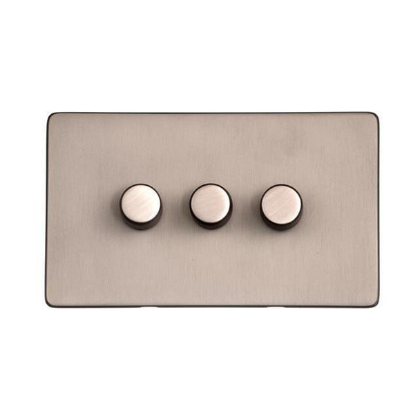 Studio Range 3 Gang Dimmer (400 watts) in Aged Pewter  - Trimless