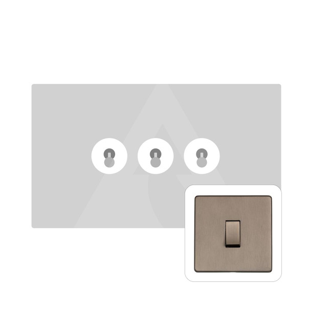 Studio Range 3 Gang Toggle Switch in Aged Pewter  - Trimless