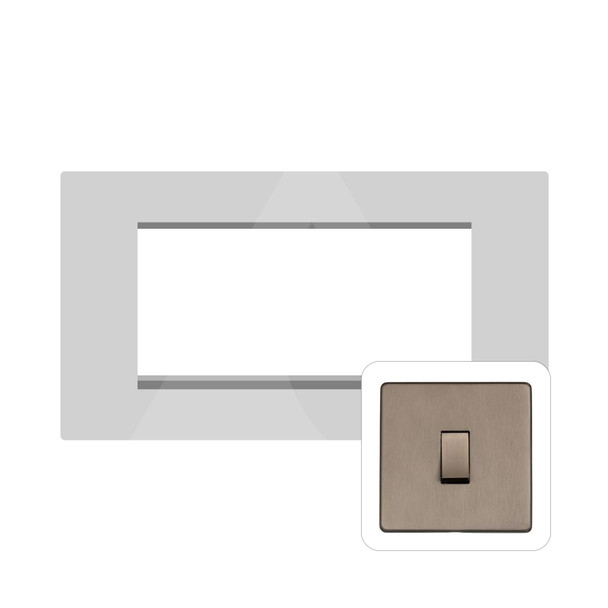 Switches and Sockets Studio Range 4 Module Euro Plate in Aged Pewter