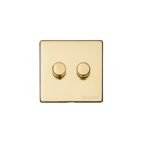 Vintage Range 2 Gang LED Dimmer in Polished Brass