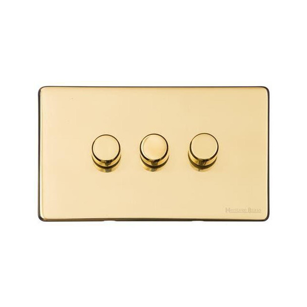 Vintage Range 3 Gang Dimmer (400 watts) in Polished Brass