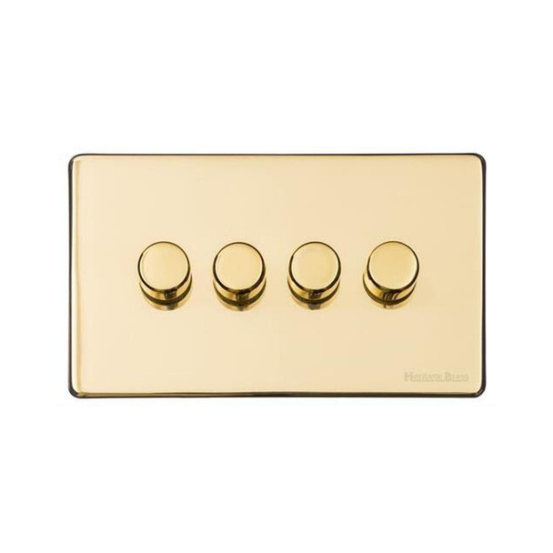 Vintage Range 4 Gang Dimmer (400 watts) in Polished Brass