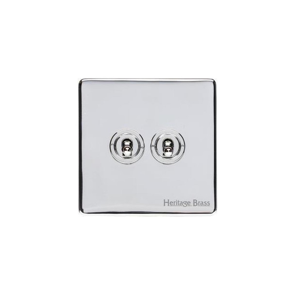 Vintage Range 2 Gang Toggle Switch in Polished Chrome