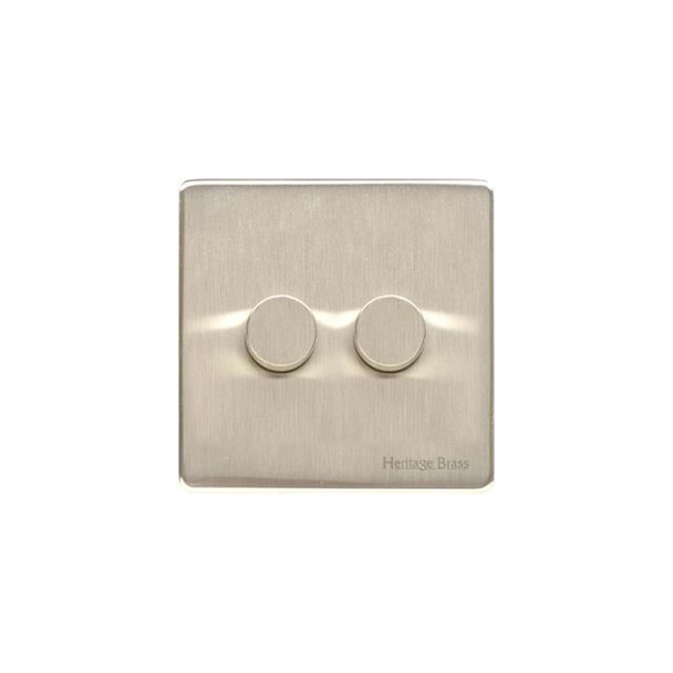 Vintage Range 2 Gang Dimmer (400 watts) in Satin Nickel
