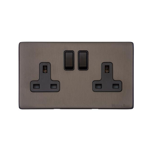 Premium switches and sockets I Vintage Range Double Socket in Matt Bronze