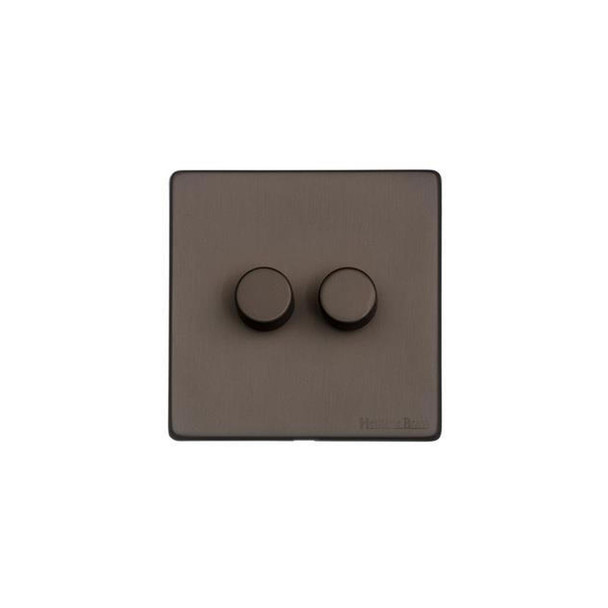 Vintage Range 2 Gang LED Dimmer in Matt Bronze