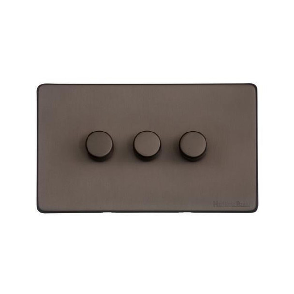 Vintage Range 3 Gang LED Dimmer in Matt Bronze