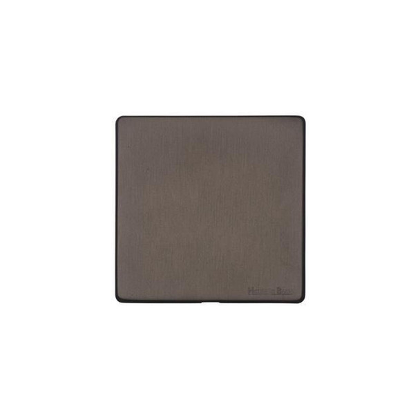 Vintage Range Single Blank Plate in Matt Bronze  - Black Trim