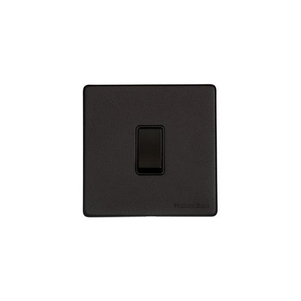 Vintage Range 1 Gang Rocker Switch (10 Amp) in Matt Black  - Black Trim