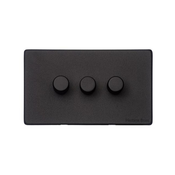 Vintage Range 3 Gang LED Dimmer in Matt Black