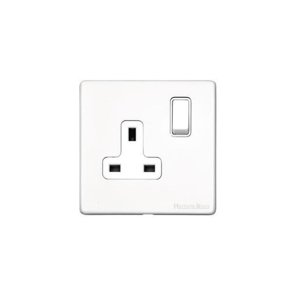 Vintage Range Single Socket (13 Amp) in Matt White  - White Trim