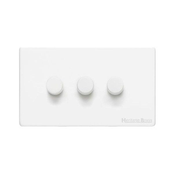 Vintage Range 3 Gang LED Dimmer in Matt White