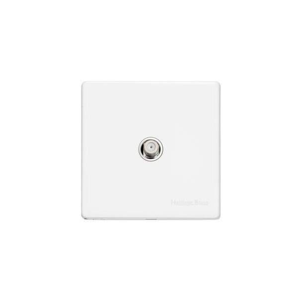 Vintage Range 1 Gang Satellite Socket in Matt White  - White Trim