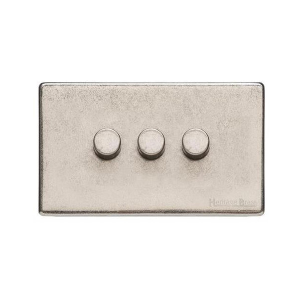 Vintage Range 3 Gang Dimmer (400 watts) in Rustic Nickel